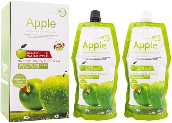 Apple Ammonia-Free Black Hair Cream 500ml (Pack of 2) Fast-Coloring, Gentle Hair Dye Solution